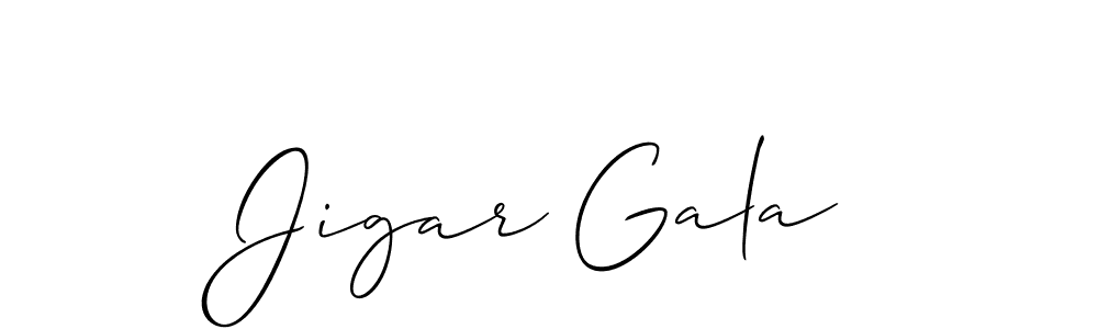 How to make Jigar Gala signature? Allison_Script is a professional autograph style. Create handwritten signature for Jigar Gala name. Jigar Gala signature style 2 images and pictures png