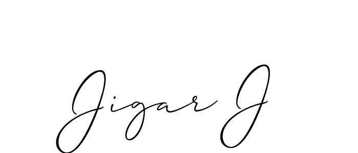 How to Draw Jigar J signature style? Allison_Script is a latest design signature styles for name Jigar J. Jigar J signature style 2 images and pictures png