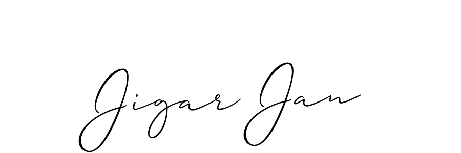 How to make Jigar Jan signature? Allison_Script is a professional autograph style. Create handwritten signature for Jigar Jan name. Jigar Jan signature style 2 images and pictures png