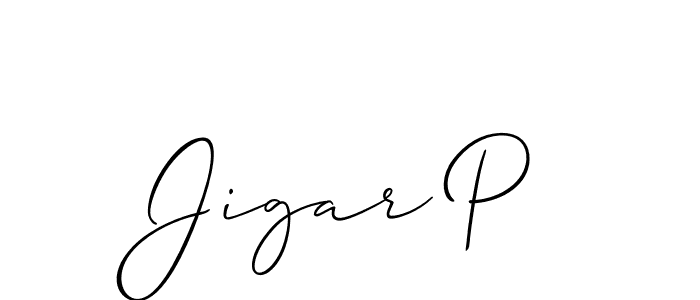 Also You can easily find your signature by using the search form. We will create Jigar P name handwritten signature images for you free of cost using Allison_Script sign style. Jigar P signature style 2 images and pictures png