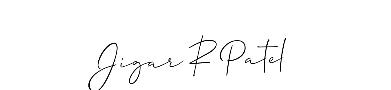 if you are searching for the best signature style for your name Jigar R Patel. so please give up your signature search. here we have designed multiple signature styles  using Allison_Script. Jigar R Patel signature style 2 images and pictures png