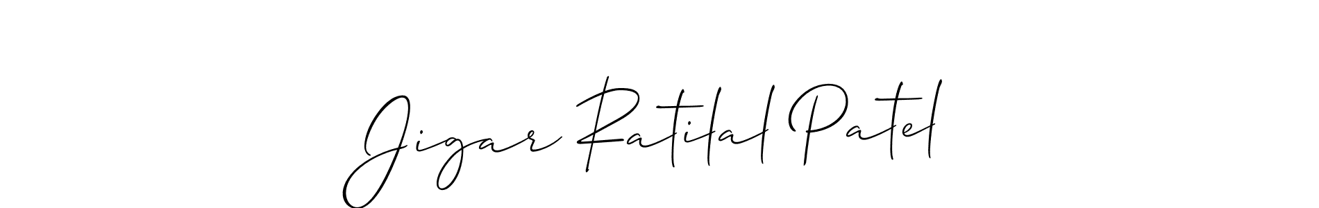 Make a beautiful signature design for name Jigar Ratilal Patel. With this signature (Allison_Script) style, you can create a handwritten signature for free. Jigar Ratilal Patel signature style 2 images and pictures png