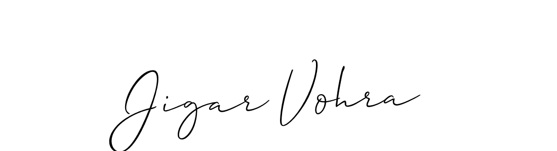 Use a signature maker to create a handwritten signature online. With this signature software, you can design (Allison_Script) your own signature for name Jigar Vohra. Jigar Vohra signature style 2 images and pictures png