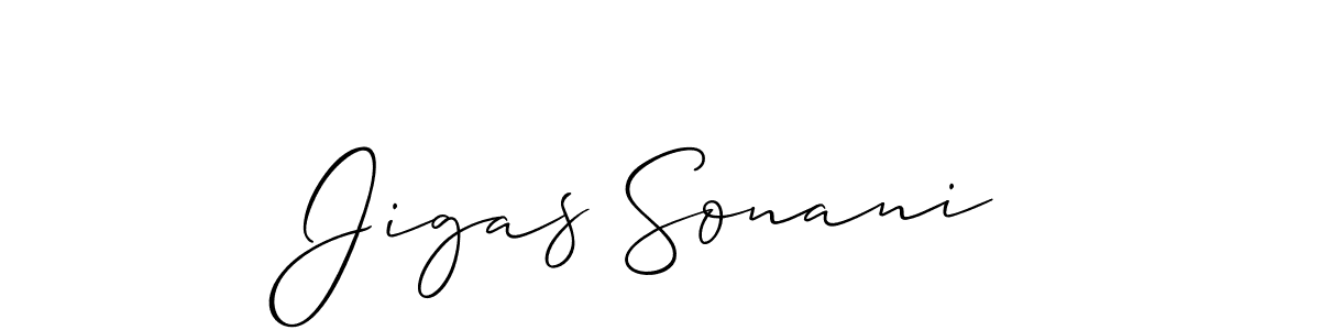 How to make Jigas Sonani signature? Allison_Script is a professional autograph style. Create handwritten signature for Jigas Sonani name. Jigas Sonani signature style 2 images and pictures png