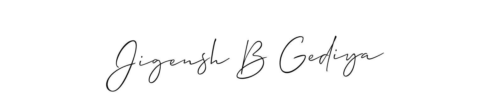 Also You can easily find your signature by using the search form. We will create Jigensh B Gediya name handwritten signature images for you free of cost using Allison_Script sign style. Jigensh B Gediya signature style 2 images and pictures png