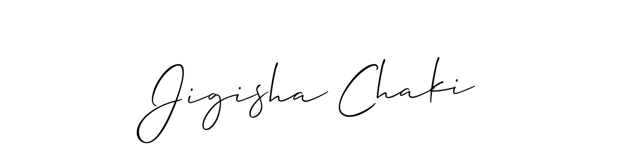 The best way (Allison_Script) to make a short signature is to pick only two or three words in your name. The name Jigisha Chaki include a total of six letters. For converting this name. Jigisha Chaki signature style 2 images and pictures png