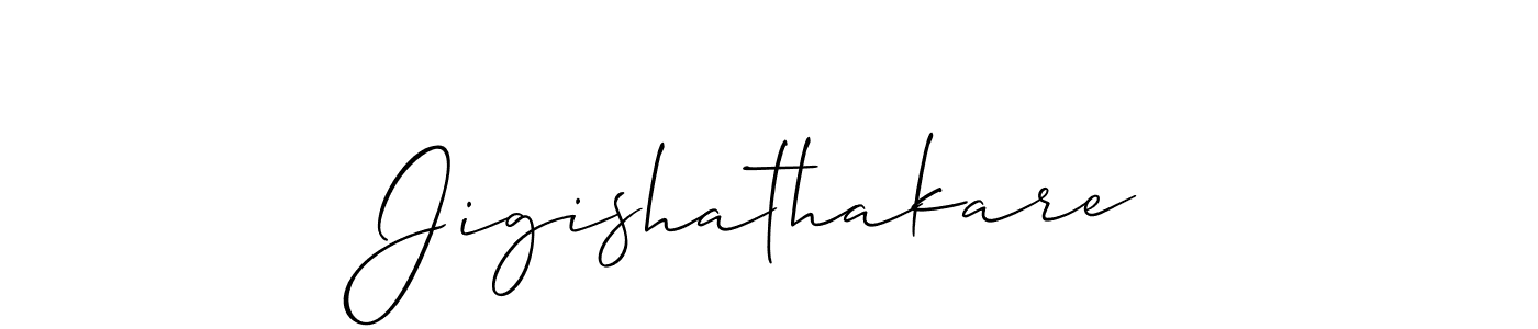 Make a beautiful signature design for name Jigishathakare. With this signature (Allison_Script) style, you can create a handwritten signature for free. Jigishathakare signature style 2 images and pictures png