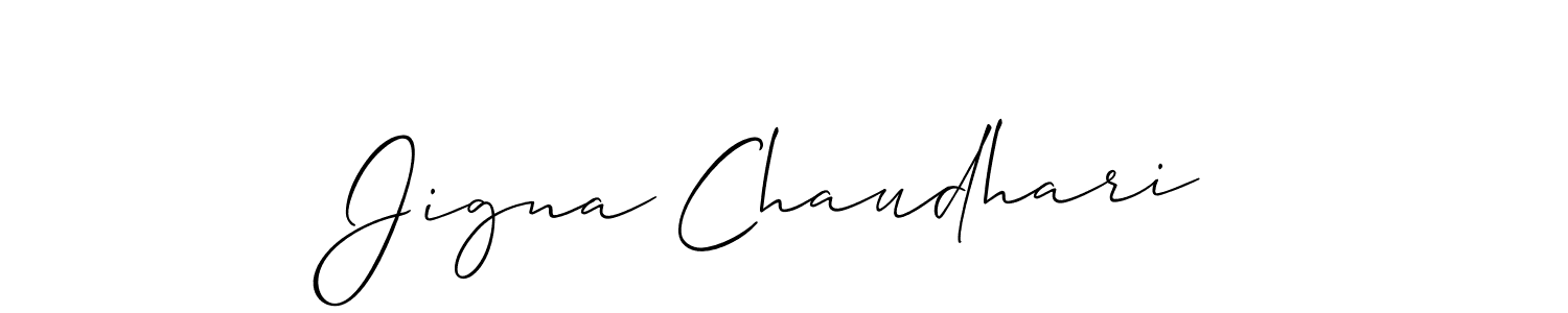 Use a signature maker to create a handwritten signature online. With this signature software, you can design (Allison_Script) your own signature for name Jigna Chaudhari. Jigna Chaudhari signature style 2 images and pictures png