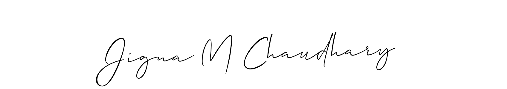 It looks lik you need a new signature style for name Jigna M Chaudhary. Design unique handwritten (Allison_Script) signature with our free signature maker in just a few clicks. Jigna M Chaudhary signature style 2 images and pictures png