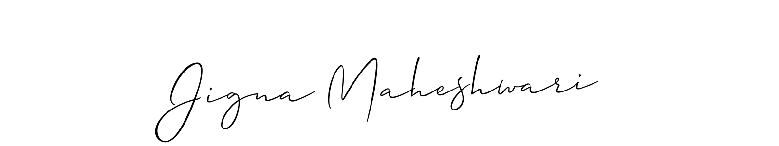 Use a signature maker to create a handwritten signature online. With this signature software, you can design (Allison_Script) your own signature for name Jigna Maheshwari. Jigna Maheshwari signature style 2 images and pictures png