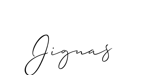 Make a beautiful signature design for name Jignas. With this signature (Allison_Script) style, you can create a handwritten signature for free. Jignas signature style 2 images and pictures png