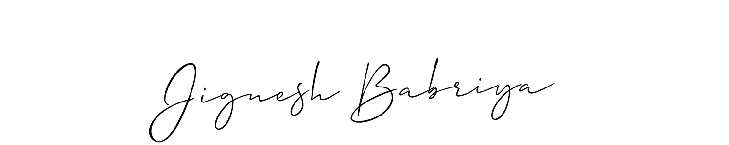 How to make Jignesh Babriya name signature. Use Allison_Script style for creating short signs online. This is the latest handwritten sign. Jignesh Babriya signature style 2 images and pictures png