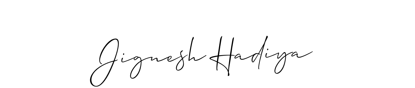 How to Draw Jignesh Hadiya signature style? Allison_Script is a latest design signature styles for name Jignesh Hadiya. Jignesh Hadiya signature style 2 images and pictures png