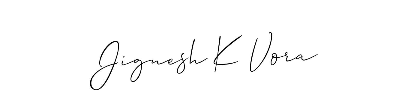 Make a short Jignesh K Vora signature style. Manage your documents anywhere anytime using Allison_Script. Create and add eSignatures, submit forms, share and send files easily. Jignesh K Vora signature style 2 images and pictures png
