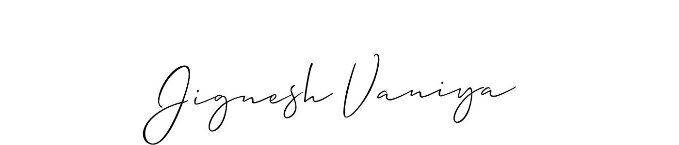 How to make Jignesh Vaniya name signature. Use Allison_Script style for creating short signs online. This is the latest handwritten sign. Jignesh Vaniya signature style 2 images and pictures png