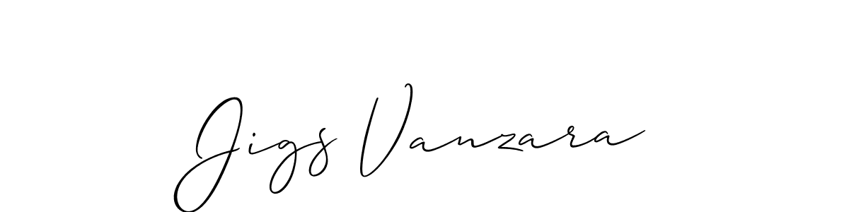 How to make Jigs Vanzara signature? Allison_Script is a professional autograph style. Create handwritten signature for Jigs Vanzara name. Jigs Vanzara signature style 2 images and pictures png
