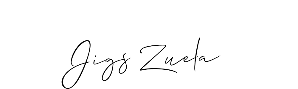 Create a beautiful signature design for name Jigs Zuela. With this signature (Allison_Script) fonts, you can make a handwritten signature for free. Jigs Zuela signature style 2 images and pictures png