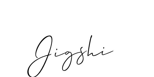 Design your own signature with our free online signature maker. With this signature software, you can create a handwritten (Allison_Script) signature for name Jigshi. Jigshi signature style 2 images and pictures png