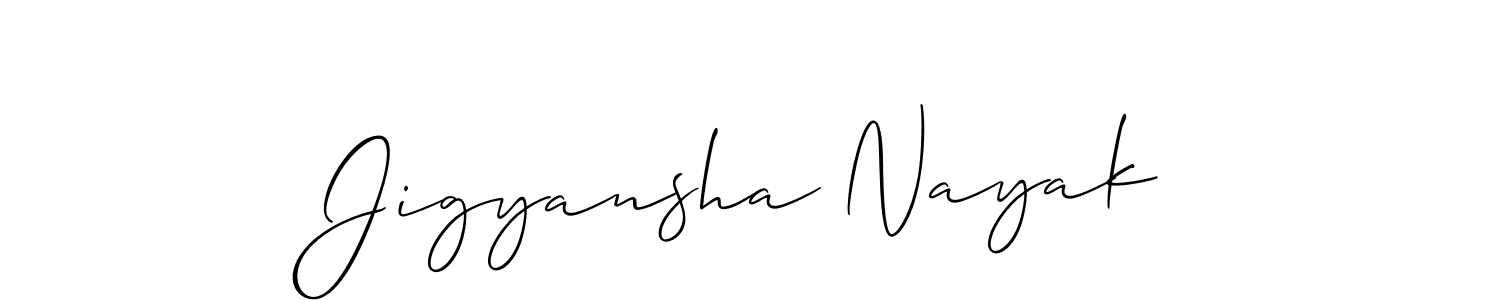 How to make Jigyansha Nayak name signature. Use Allison_Script style for creating short signs online. This is the latest handwritten sign. Jigyansha Nayak signature style 2 images and pictures png