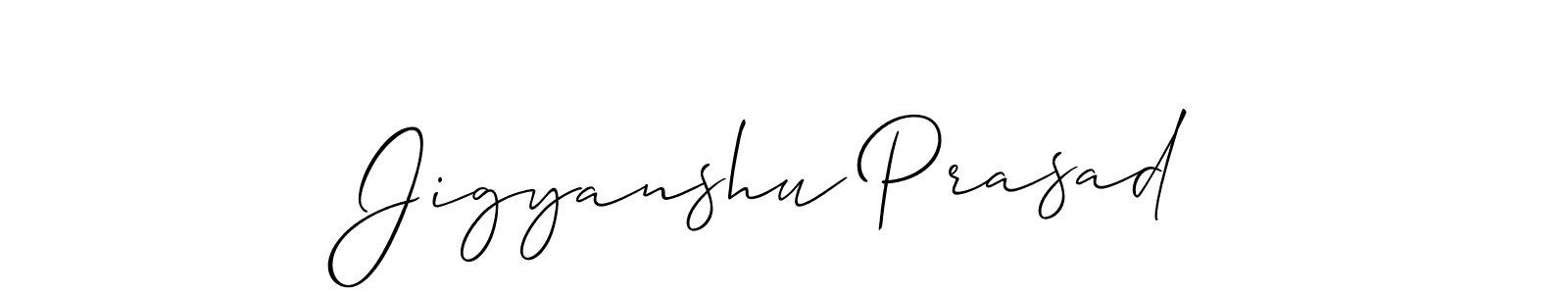 The best way (Allison_Script) to make a short signature is to pick only two or three words in your name. The name Jigyanshu Prasad include a total of six letters. For converting this name. Jigyanshu Prasad signature style 2 images and pictures png