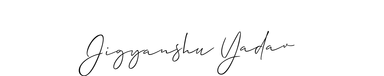 You should practise on your own different ways (Allison_Script) to write your name (Jigyanshu Yadav) in signature. don't let someone else do it for you. Jigyanshu Yadav signature style 2 images and pictures png