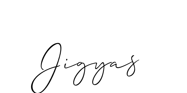 Create a beautiful signature design for name Jigyas. With this signature (Allison_Script) fonts, you can make a handwritten signature for free. Jigyas signature style 2 images and pictures png