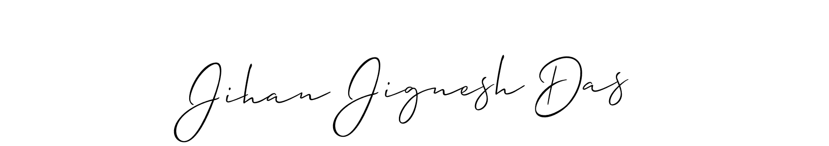 Create a beautiful signature design for name Jihan Jignesh Das. With this signature (Allison_Script) fonts, you can make a handwritten signature for free. Jihan Jignesh Das signature style 2 images and pictures png