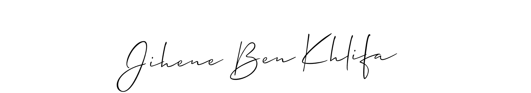 Create a beautiful signature design for name Jihene Ben Khlifa. With this signature (Allison_Script) fonts, you can make a handwritten signature for free. Jihene Ben Khlifa signature style 2 images and pictures png