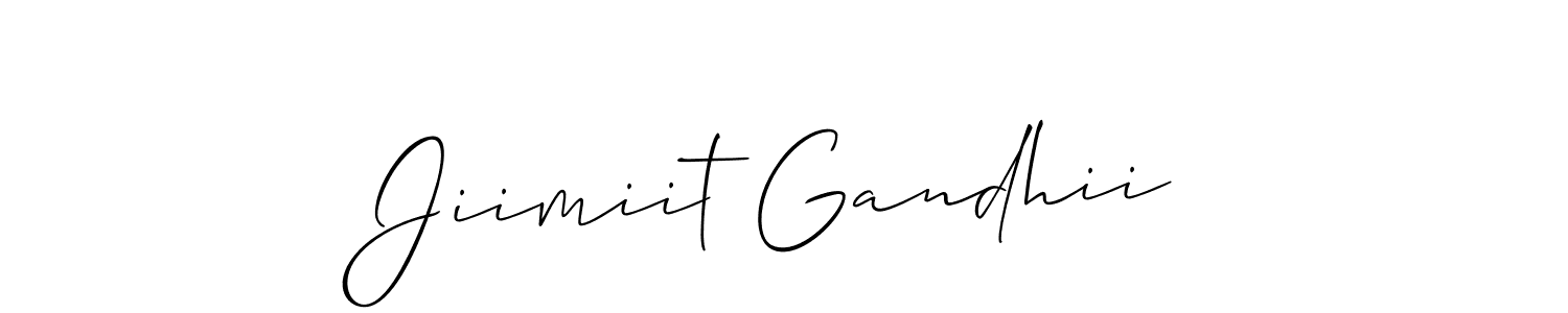 Also we have Jiimiit Gandhii name is the best signature style. Create professional handwritten signature collection using Allison_Script autograph style. Jiimiit Gandhii signature style 2 images and pictures png