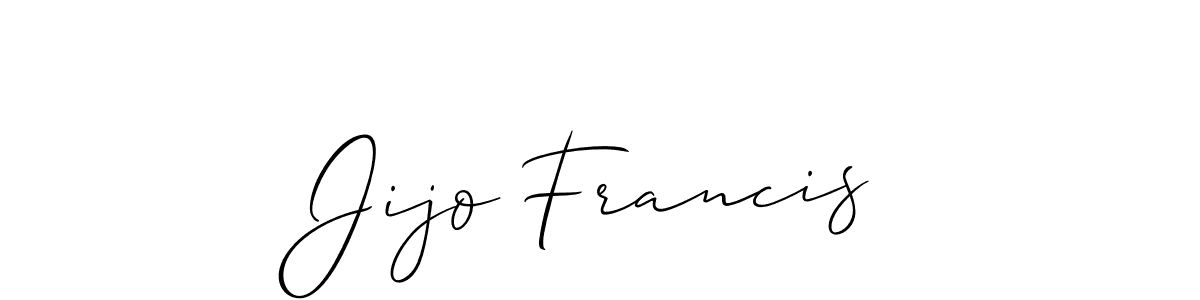 How to make Jijo Francis name signature. Use Allison_Script style for creating short signs online. This is the latest handwritten sign. Jijo Francis signature style 2 images and pictures png