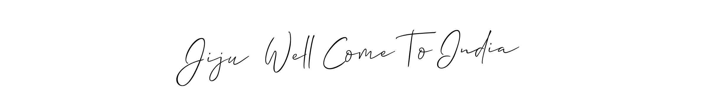 This is the best signature style for the Jiju  Well Come To India name. Also you like these signature font (Allison_Script). Mix name signature. Jiju  Well Come To India signature style 2 images and pictures png