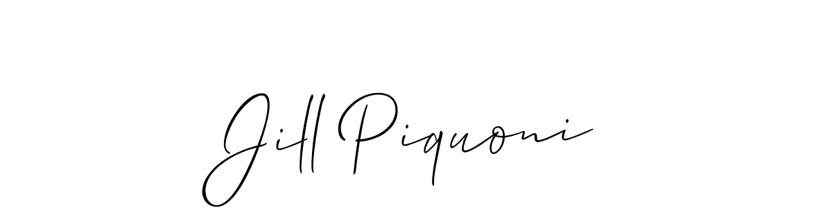 It looks lik you need a new signature style for name Jill Piquoni. Design unique handwritten (Allison_Script) signature with our free signature maker in just a few clicks. Jill Piquoni signature style 2 images and pictures png