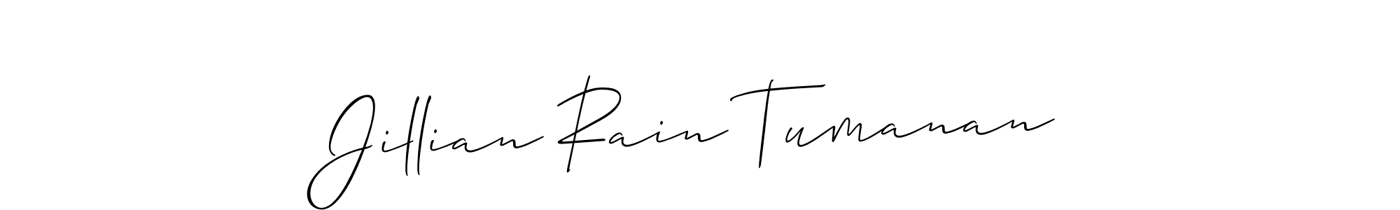 Design your own signature with our free online signature maker. With this signature software, you can create a handwritten (Allison_Script) signature for name Jillian Rain Tumanan. Jillian Rain Tumanan signature style 2 images and pictures png