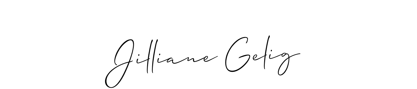 How to make Jilliane Gelig name signature. Use Allison_Script style for creating short signs online. This is the latest handwritten sign. Jilliane Gelig signature style 2 images and pictures png