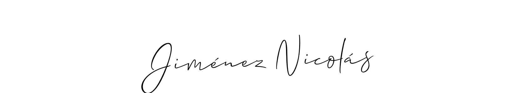 Allison_Script is a professional signature style that is perfect for those who want to add a touch of class to their signature. It is also a great choice for those who want to make their signature more unique. Get Jiménez Nicolás name to fancy signature for free. Jiménez Nicolás signature style 2 images and pictures png