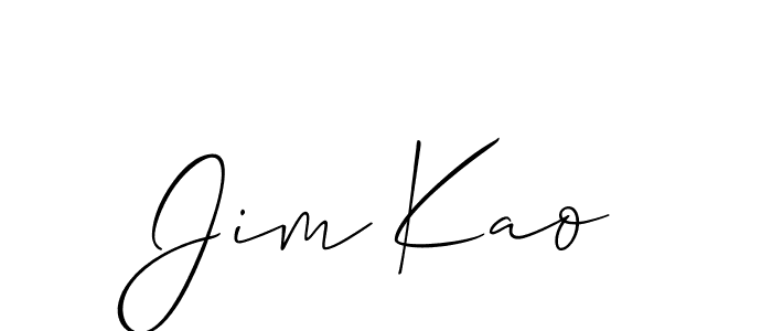 You should practise on your own different ways (Allison_Script) to write your name (Jim Kao) in signature. don't let someone else do it for you. Jim Kao signature style 2 images and pictures png