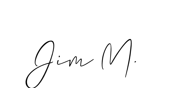 How to make Jim M. name signature. Use Allison_Script style for creating short signs online. This is the latest handwritten sign. Jim M. signature style 2 images and pictures png