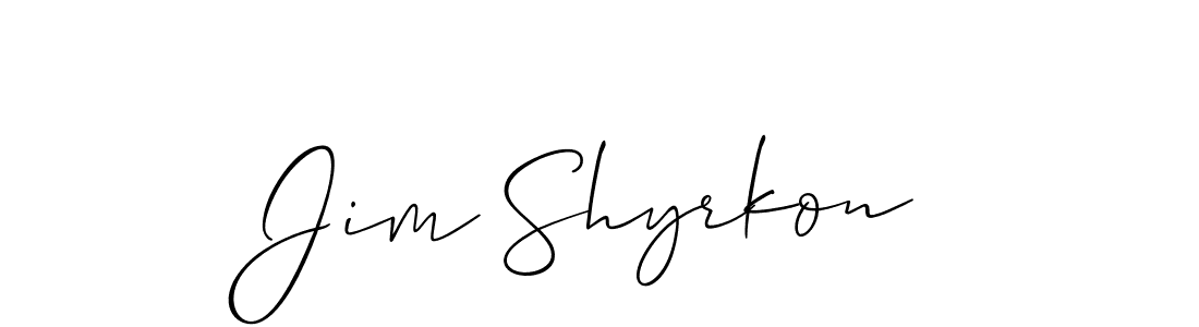 Design your own signature with our free online signature maker. With this signature software, you can create a handwritten (Allison_Script) signature for name Jim Shyrkon. Jim Shyrkon signature style 2 images and pictures png