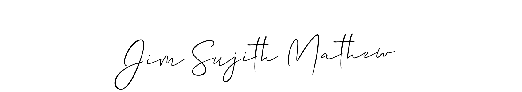 Use a signature maker to create a handwritten signature online. With this signature software, you can design (Allison_Script) your own signature for name Jim Sujith Mathew. Jim Sujith Mathew signature style 2 images and pictures png