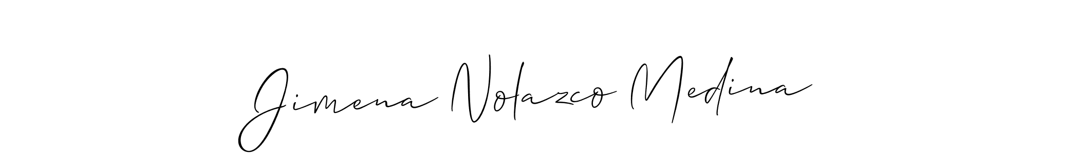 Use a signature maker to create a handwritten signature online. With this signature software, you can design (Allison_Script) your own signature for name Jimena Nolazco Medina. Jimena Nolazco Medina signature style 2 images and pictures png