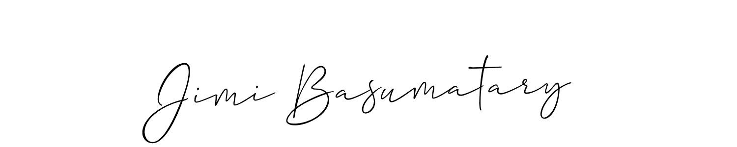 How to make Jimi Basumatary name signature. Use Allison_Script style for creating short signs online. This is the latest handwritten sign. Jimi Basumatary signature style 2 images and pictures png