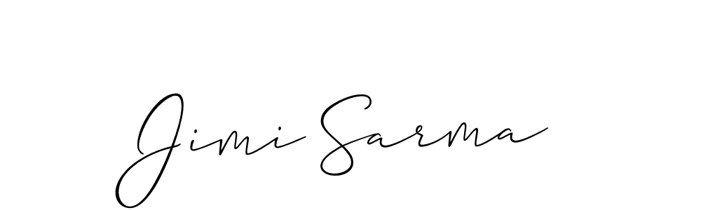 The best way (Allison_Script) to make a short signature is to pick only two or three words in your name. The name Jimi Sarma include a total of six letters. For converting this name. Jimi Sarma signature style 2 images and pictures png