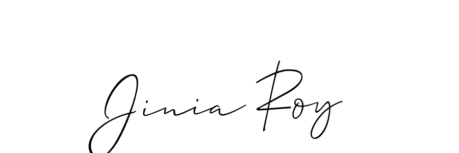 The best way (Allison_Script) to make a short signature is to pick only two or three words in your name. The name Jinia Roy include a total of six letters. For converting this name. Jinia Roy signature style 2 images and pictures png