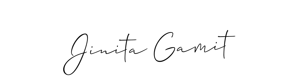 The best way (Allison_Script) to make a short signature is to pick only two or three words in your name. The name Jinita Gamit include a total of six letters. For converting this name. Jinita Gamit signature style 2 images and pictures png