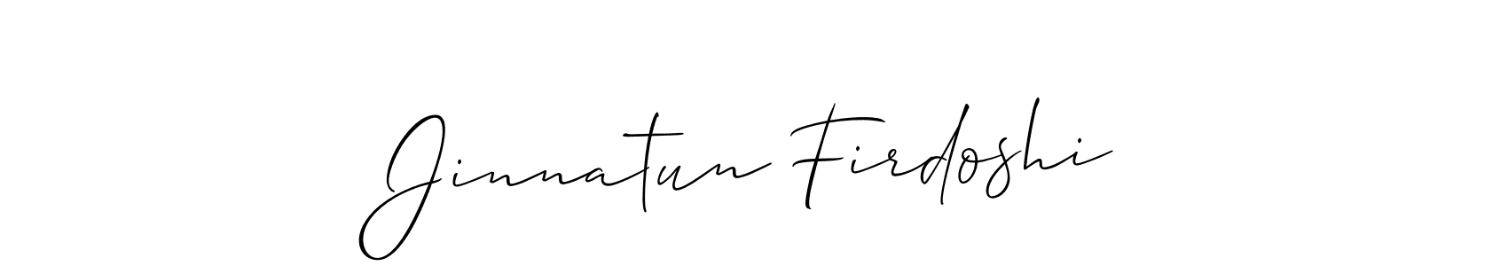 if you are searching for the best signature style for your name Jinnatun Firdoshi. so please give up your signature search. here we have designed multiple signature styles  using Allison_Script. Jinnatun Firdoshi signature style 2 images and pictures png