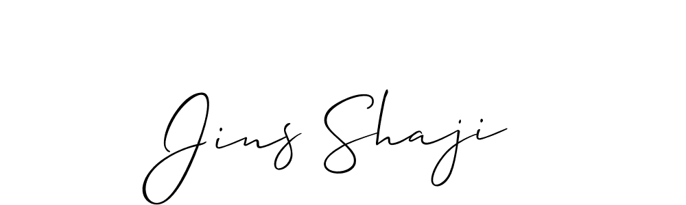 Also You can easily find your signature by using the search form. We will create Jins Shaji name handwritten signature images for you free of cost using Allison_Script sign style. Jins Shaji signature style 2 images and pictures png