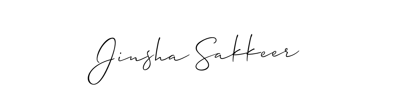 Design your own signature with our free online signature maker. With this signature software, you can create a handwritten (Allison_Script) signature for name Jinsha Sakkeer. Jinsha Sakkeer signature style 2 images and pictures png