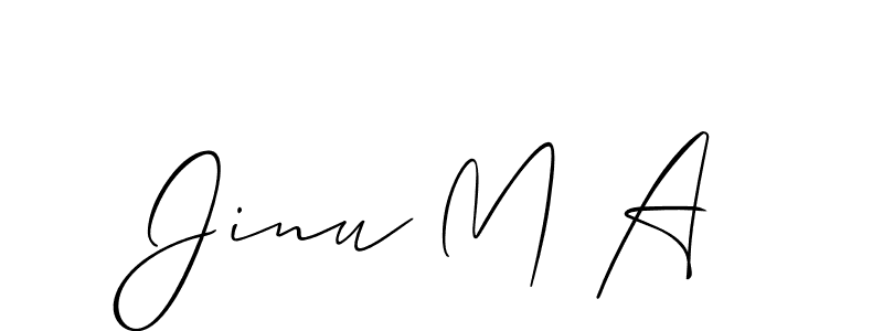 Make a beautiful signature design for name Jinu M A. With this signature (Allison_Script) style, you can create a handwritten signature for free. Jinu M A signature style 2 images and pictures png