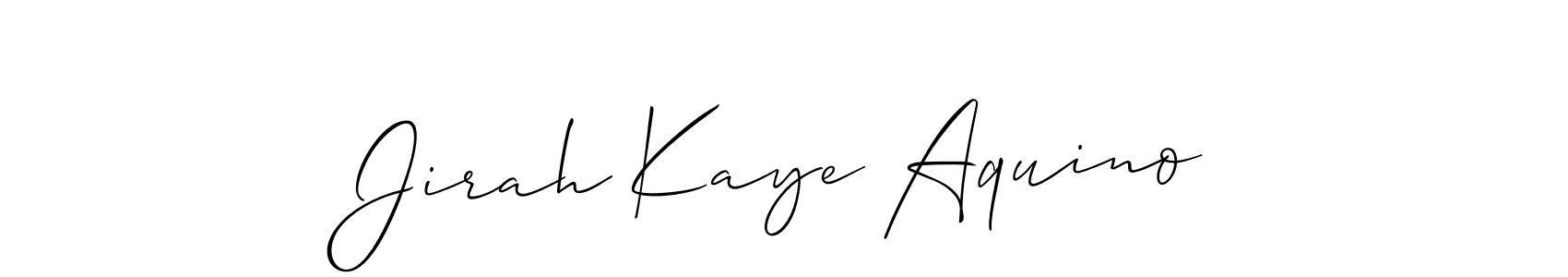 Allison_Script is a professional signature style that is perfect for those who want to add a touch of class to their signature. It is also a great choice for those who want to make their signature more unique. Get Jirah Kaye Aquino name to fancy signature for free. Jirah Kaye Aquino signature style 2 images and pictures png