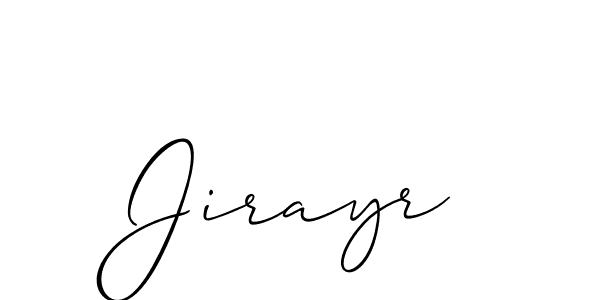 The best way (Allison_Script) to make a short signature is to pick only two or three words in your name. The name Jirayr include a total of six letters. For converting this name. Jirayr signature style 2 images and pictures png